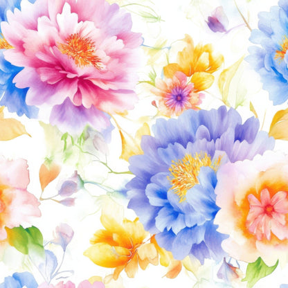 Watercolor Petal Garden Pattern 5 Minky Fabric
