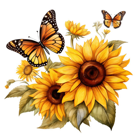 Sunflowers and Butterflies Fabric Panel 12