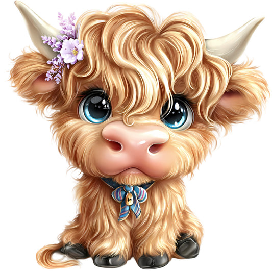 Adorable Highland Cows Fabric Panel 11
