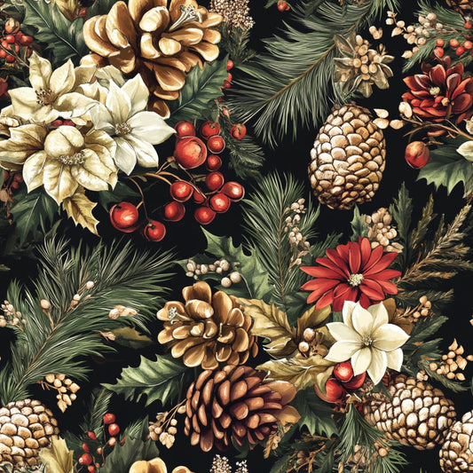Christmas Pinecones Pattern 9 Quilting Cotton Fabric