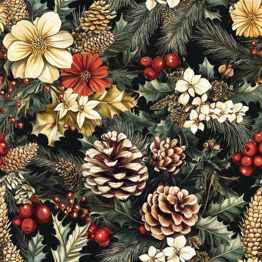 Christmas Pinecones Pattern 11 Quilting Cotton Fabric
