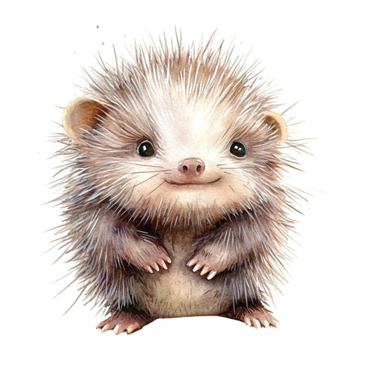 cute hedgehog, baby animals, woodland creatures, nursery, whimsical, children's, taupe, cream, brown, tan, beige, soft colors, gentle, sweet, adorable, animal illustration, nature-inspired, playful, soft and cuddly, baby quilt, kids fabric, gentle colors, endearing expression, charming, illustrative style, nature theme, baby shower, toddler, innocent