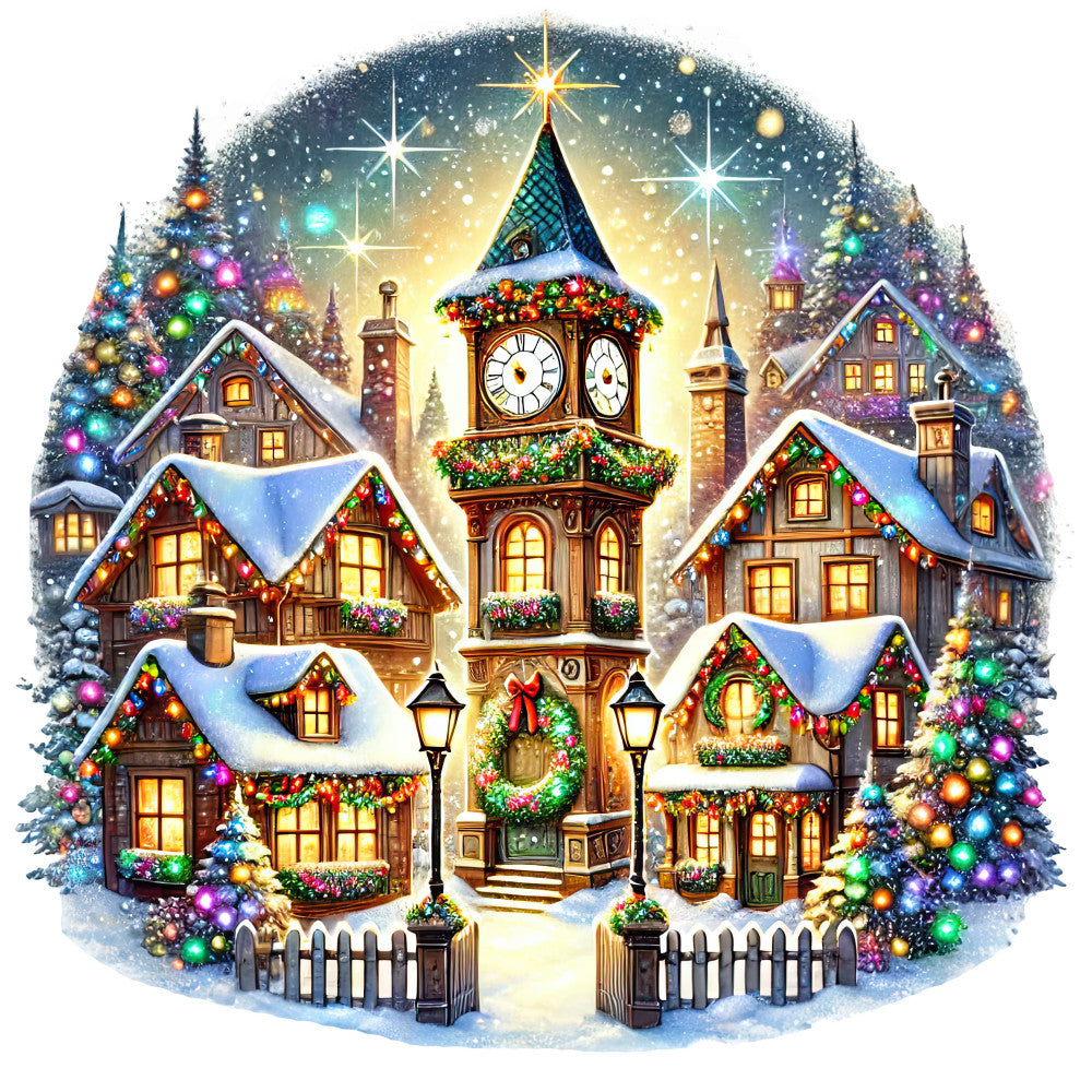 Christmas Villages Fabric Panel 36