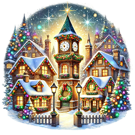 Christmas Villages Fabric Panel 36