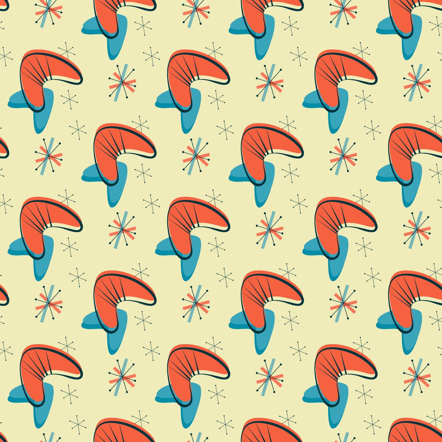 1950s Atomic Age Pattern 10 Quilting Cotton Fabric