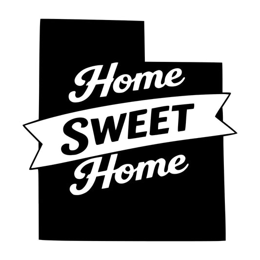 home sweet home, black and white, inspirational, typography, text design, vintage, retro, farmhouse, rustic, elegant, script lettering, banner ribbon, home decor, wall hanging, sentimental, traditional, classic, monochrome, quote, saying, craft projects, home accent, nostalgic, timeless, statement design, decorative text