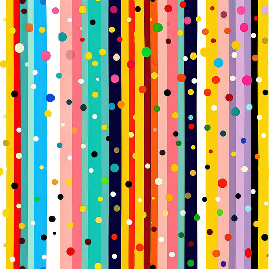 Colorful Stripes and Dots Pattern 10 Quilting Cotton Fabric