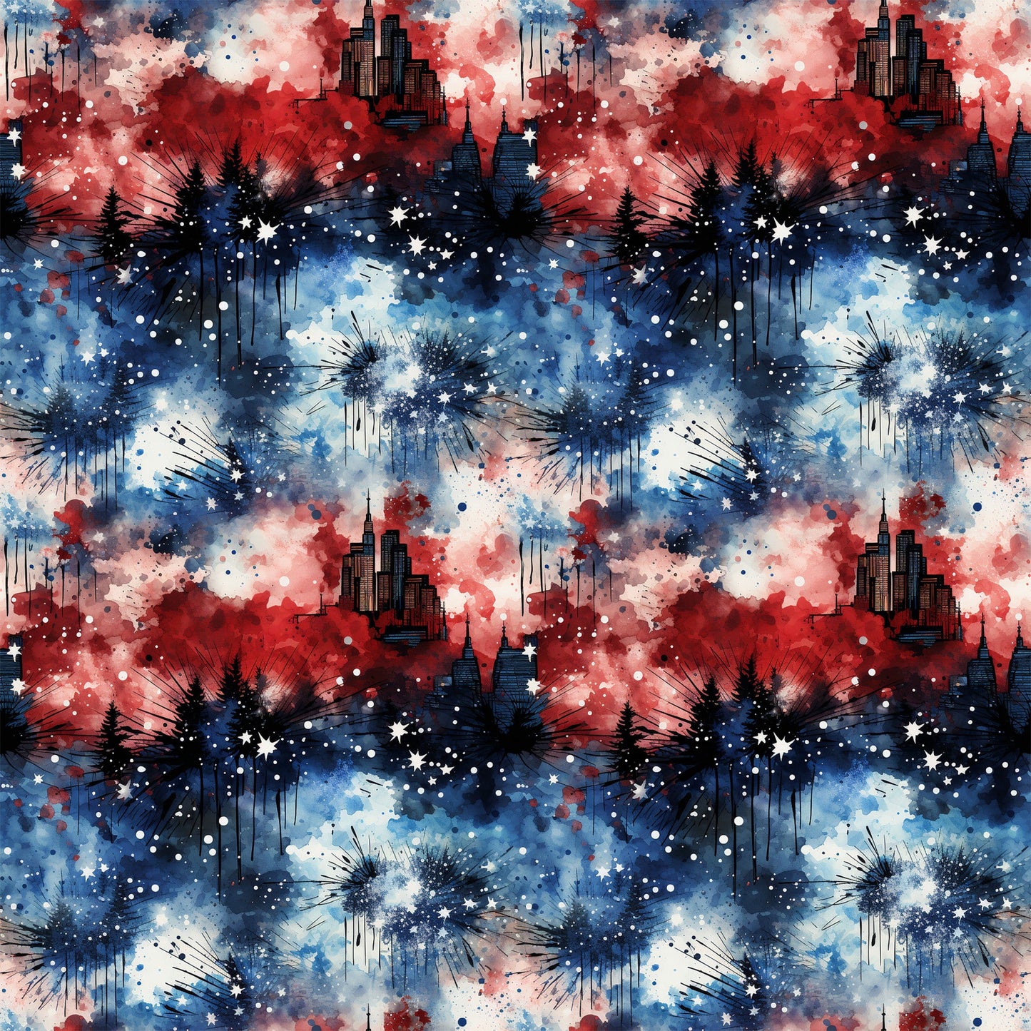 Patriotic Grunge Pattern 5 Quilting Cotton Fabric