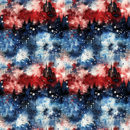 Patriotic Grunge Pattern 5 Quilting Cotton Fabric