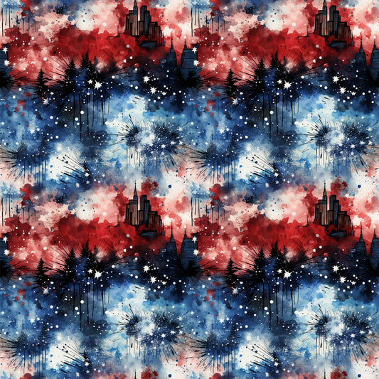 Patriotic Grunge Pattern 5 Quilting Cotton Fabric