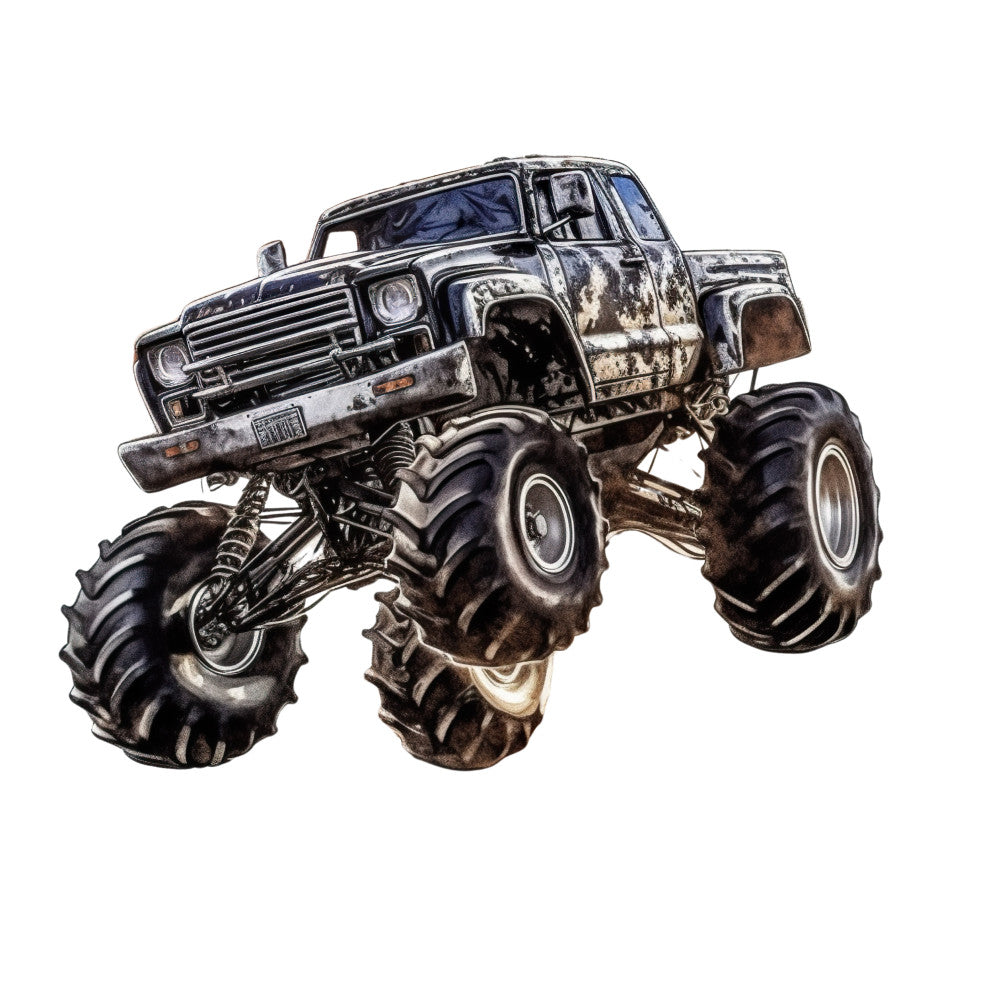 Monster Truck Crushes Fabric Panel 5 featuring a rugged, detailed monster truck with oversized tires and lifted suspension.