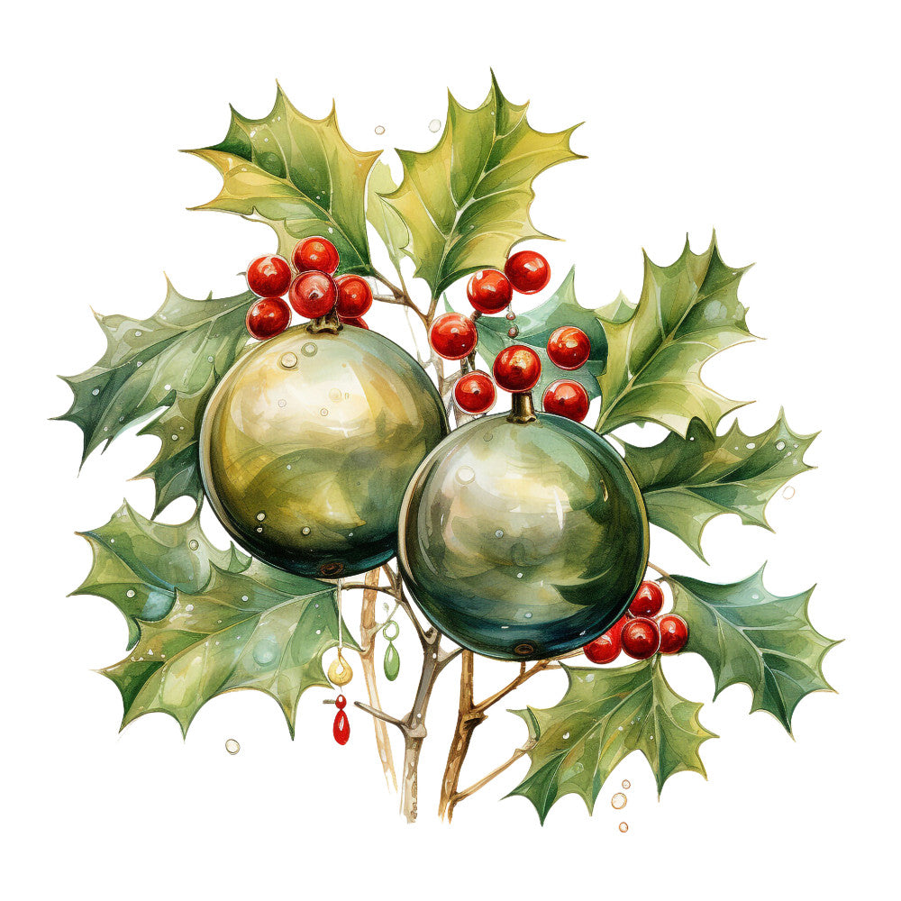 Holly and Baubles Fabric Panel 12