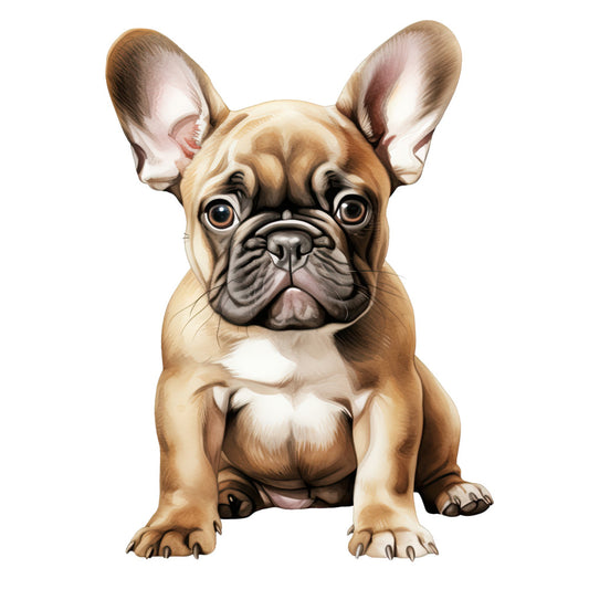 Watercolor Dogs Fabric Panel 20 featuring detailed brown French Bulldog illustration on premium quilting cotton fabric panel.