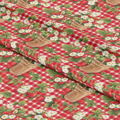 Strawberry Gingham Picnic Pattern 20 Quilting Cotton Fabric