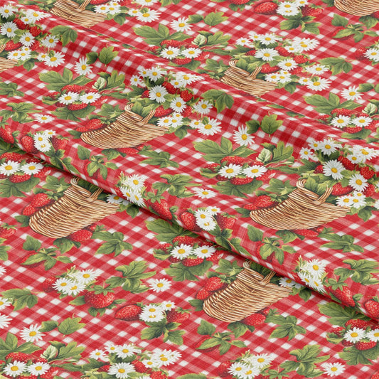 Strawberry Gingham Picnic Pattern 20 Quilting Cotton Fabric