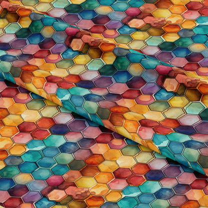 Watercolor Honeycomb Pattern 11 Quilting Cotton Fabric