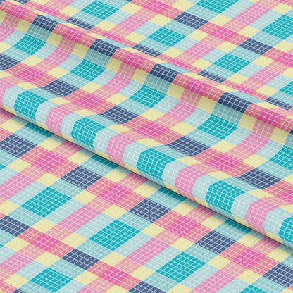 Neon Gingham Pattern 17 Quilting Cotton Fabric