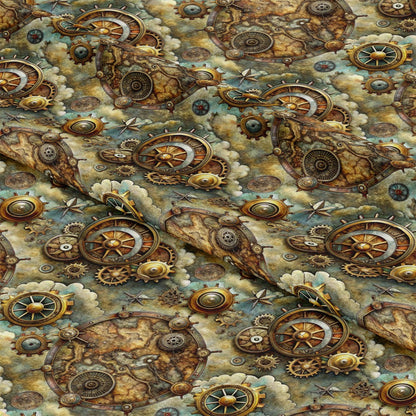 Steampunk Old Maps Pattern 6 Quilting Cotton Fabric