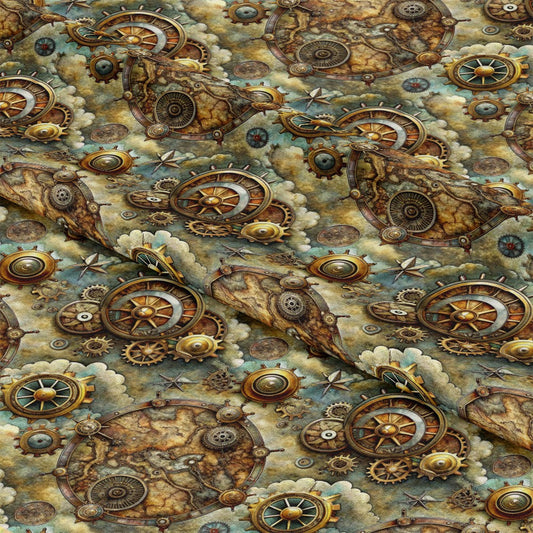 Steampunk Old Maps Pattern 6 Quilting Cotton Fabric