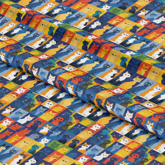 Cat Patchwork Pattern 9 Quilting Cotton Fabric