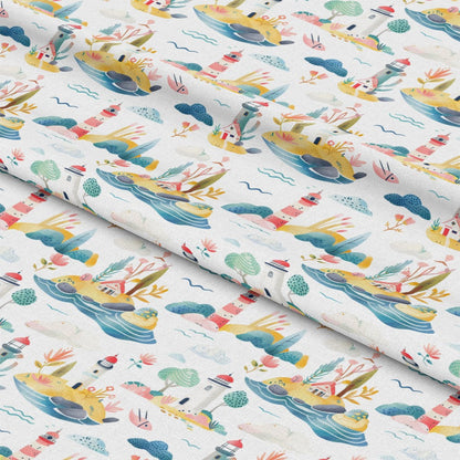 Springtime Lighthouse Scene Pattern 4 Quilting Cotton Fabric