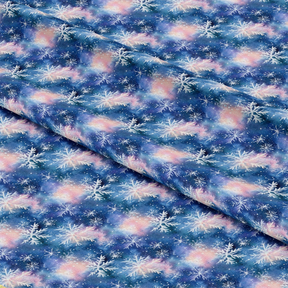 Watercolor Blue Christmas Pattern 2 Quilting Cotton Fabric