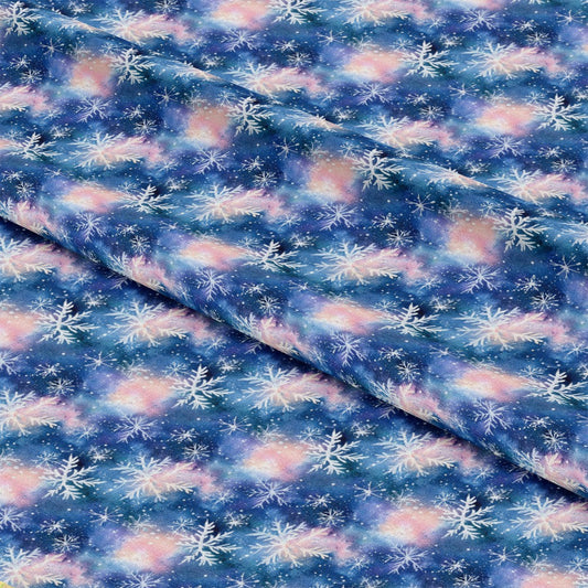 Watercolor Blue Christmas Pattern 2 Quilting Cotton Fabric