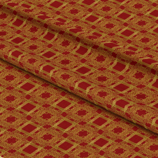 Red Gold Christmas Pattern 4 Quilting Cotton Fabric