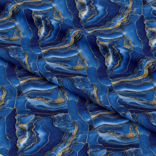 Royal Blue and Gold Agate Pattern 24 Quilting Cotton Fabric