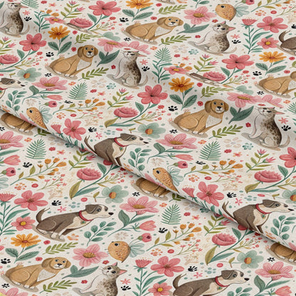 Heart and Paw Prints Pattern 4 Quilting Cotton Fabric