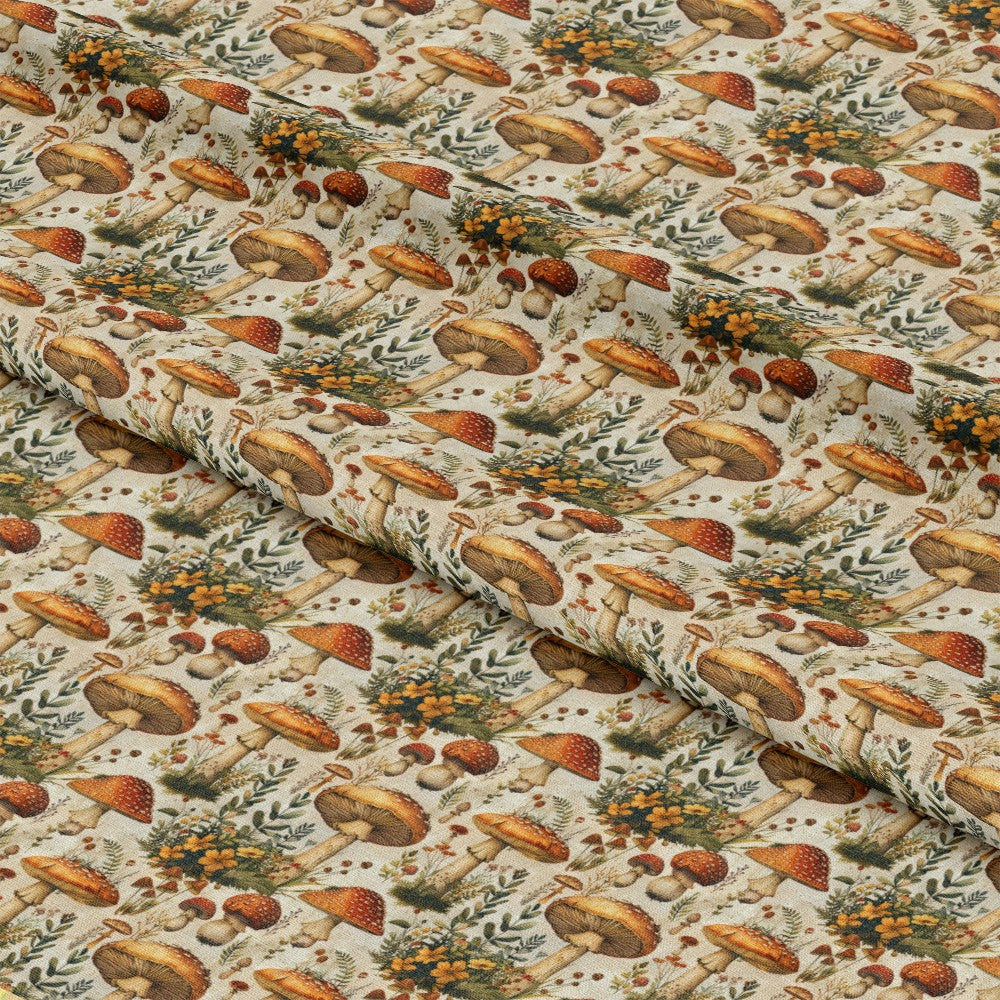 Retro Mushroom Botanical Pattern 3 Quilting Cotton Fabric