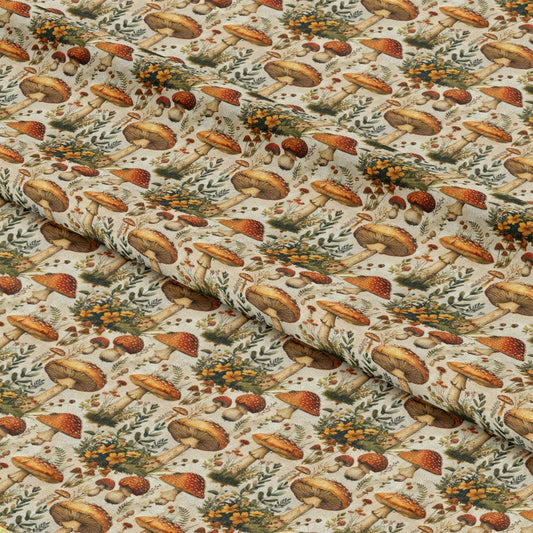 Retro Mushroom Botanical Pattern 3 Quilting Cotton Fabric