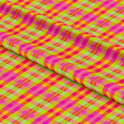 Neon Gingham Pattern 2 Quilting Cotton Fabric