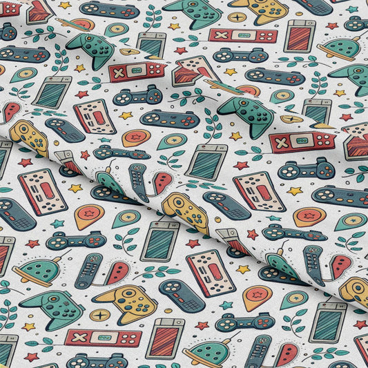 Modern Gamer Controllers Pattern 8 Quilting Cotton Fabric