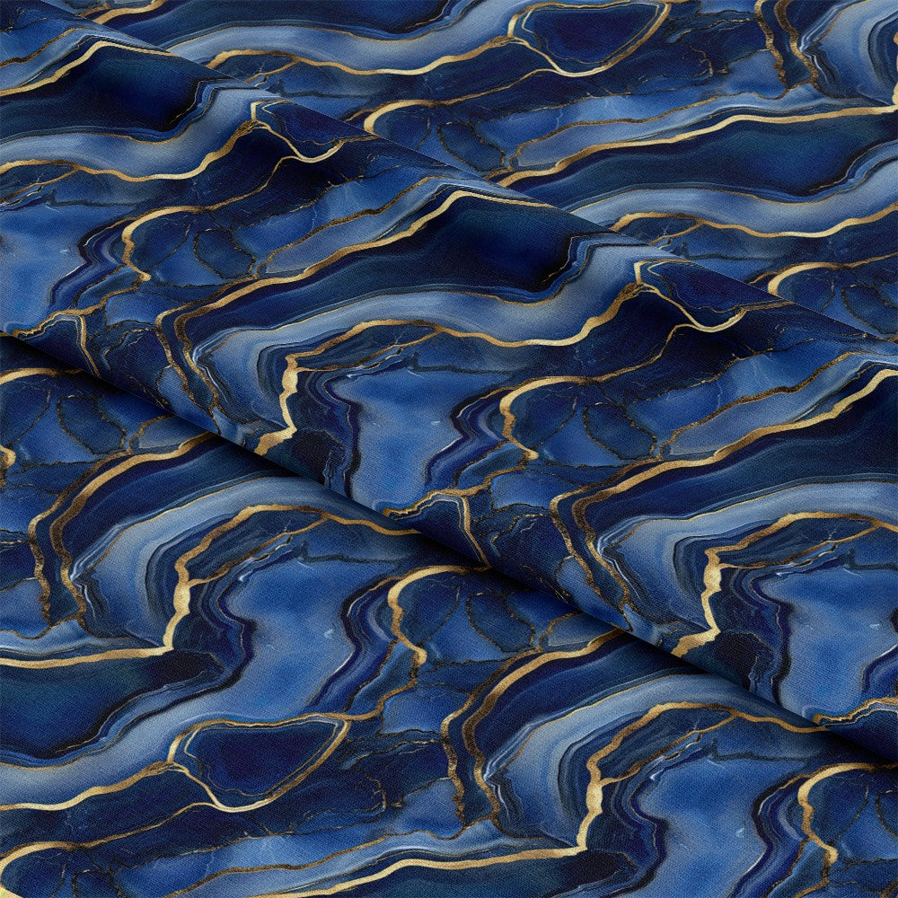 Royal Blue and Gold Agate Pattern 26 Quilting Cotton Fabric