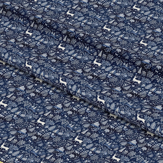 Delft Blue Winter Pattern 4 Quilting Cotton Fabric