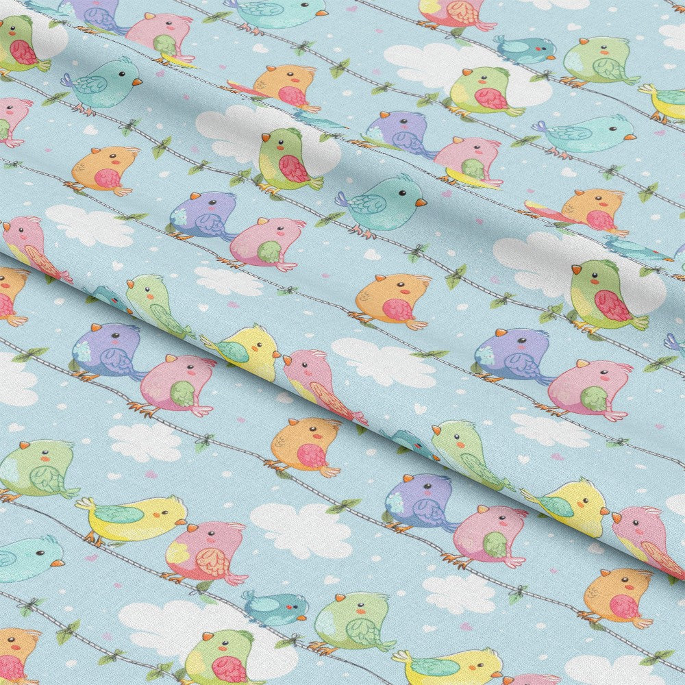 Cute Birds on a Wire Pattern 1 Quilting Cotton Fabric