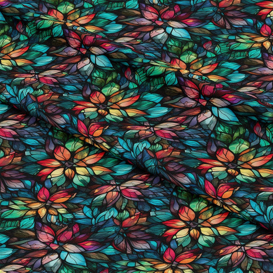 Stained Glass Christmas Pattern 4 Quilting Cotton Fabric