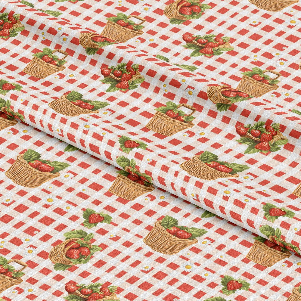 Strawberry Gingham Picnic Pattern 5 Quilting Cotton Fabric