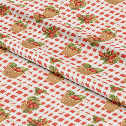 Strawberry Gingham Picnic Pattern 5 Quilting Cotton Fabric