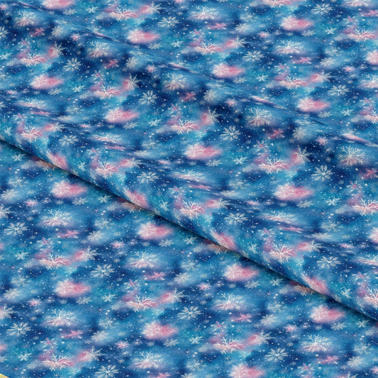 Watercolor Blue Christmas Pattern 4 Quilting Cotton Fabric