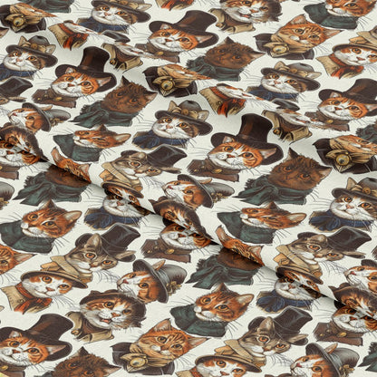 Victorian Cats Pattern 1 Quilting Cotton Fabric