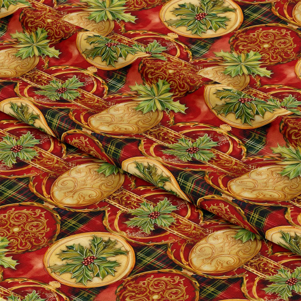 Red Green Gold Christmas Pattern 1 Quilting Cotton Fabric