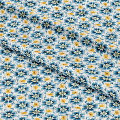 Blue Handpainted Tiles Pattern 3 Quilting Cotton Fabric