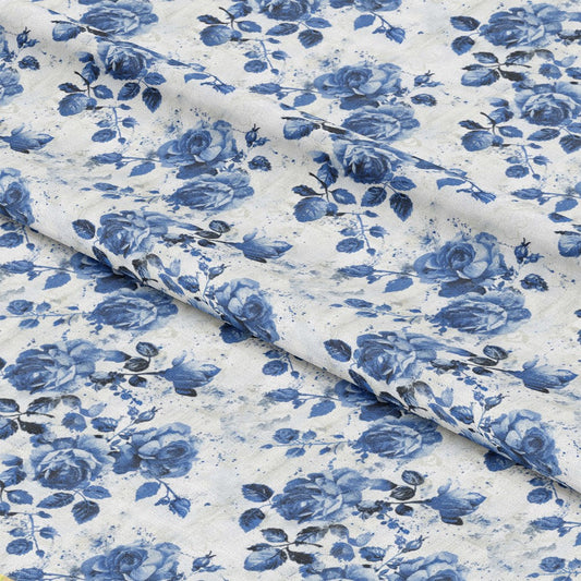 Vintage Farmhouse Blue Pattern 4 Quilting Cotton Fabric