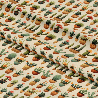 Retro Cactus Pattern 3 Quilting Cotton Fabric