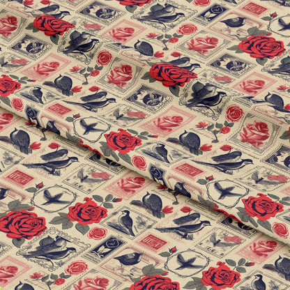 Vintage Love Stamps Pattern 11 Quilting Cotton Fabric