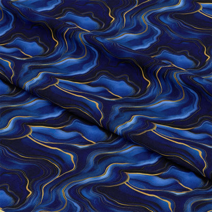 Royal Blue and Gold Agate Pattern 1 Quilting Cotton Fabric