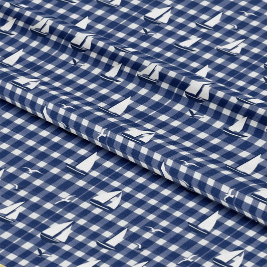 Blue Sailboat Pattern 1 Quilting Cotton Fabric