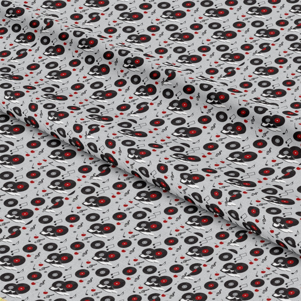 50s Black and Red Diner Pattern 15 Quilting Cotton Fabric